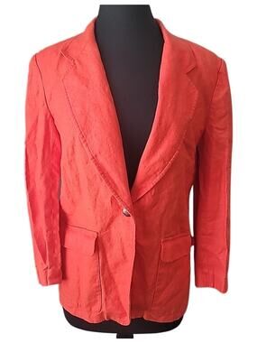 Vintage Liz Claiborne Linen Cocoon Shawl Red Slouchy Blazer Size 8 Petite